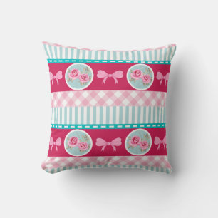 Coussin Joli Motif rose et bleu Fille