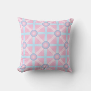 Coussin Joli motif rose, violet et bleu clair