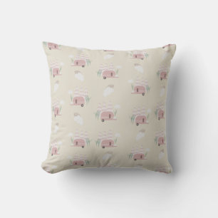Coussin Joli motif terreux de caravane rose