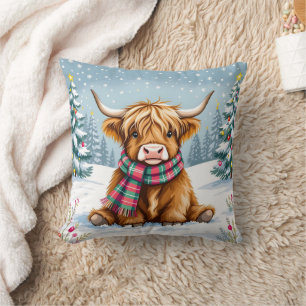 Coussin Joli Noël de vache Whimsical Highland