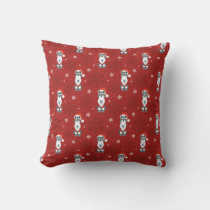 Coussin Joli Noël Schnauzer Chien Snowflake Motif Rouge