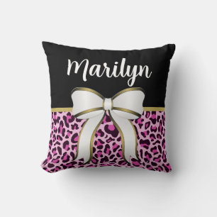 Coussin Joli Nœud pour Fille avec Impression de Léopard Ro