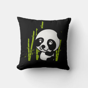 Coussin Joli ours de panda noir et blanc dans une bosquet 