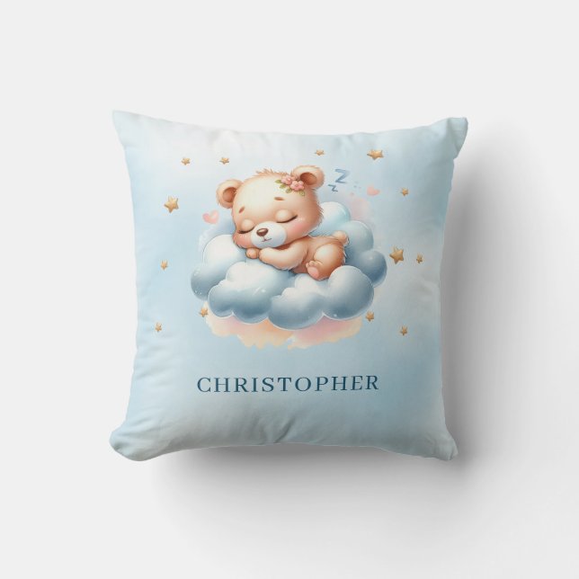 Coussin Joli ours en peluche endormi au-dessus du nuage (Recto)
