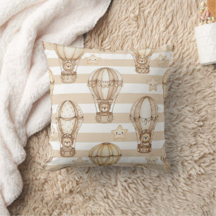 Coussin Joli ours en peluche montgolfière motif neutre 2