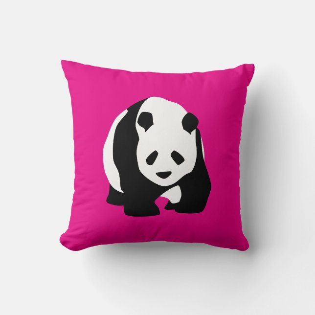 Coussin Joli Ours Panda Rose Chaud Fuchsia Zoo Cadeau Faun (Recto)
