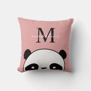 Coussin Joli Panda Blush Pink Monogramme Script