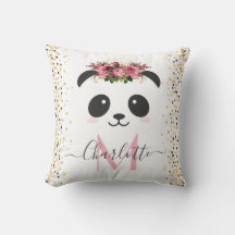 Joli panda fleuri monogramme personnalisé