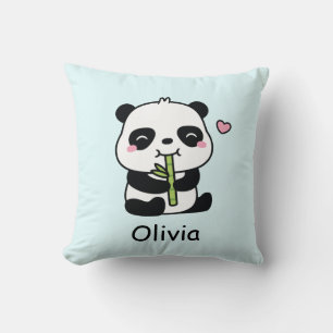 Coussin Joli panda mâchonnant du bambou, décoration de nur