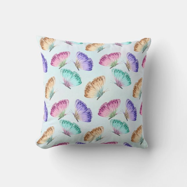 Coussin Joli Pastel Colours Motif à papillon aquarelle (Recto)