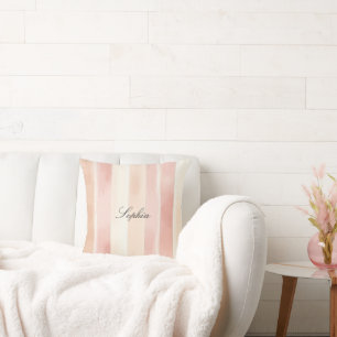 Coussin Joli Peach rose Crème raypes