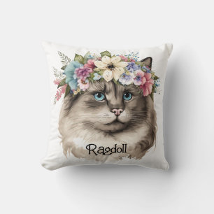 Coussin Joli Ragdoll Chat Floral Personnalisé