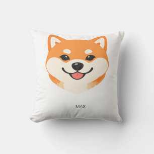 Coussin Joli Shiba Inu souriant accent de nom personnalisé