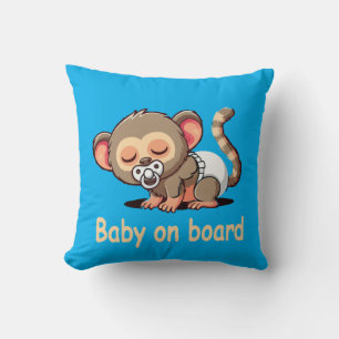 Coussin Joli Singe Dormant de Dessin Animé   Bébé à Bord d