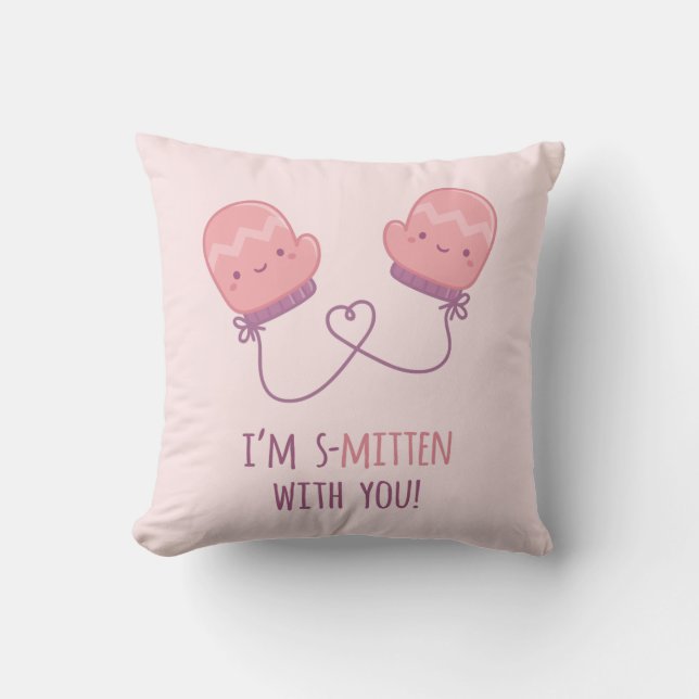 Coussin Joli Smitten Avec Vous Mittens Couple Décor Chambr (Recto)