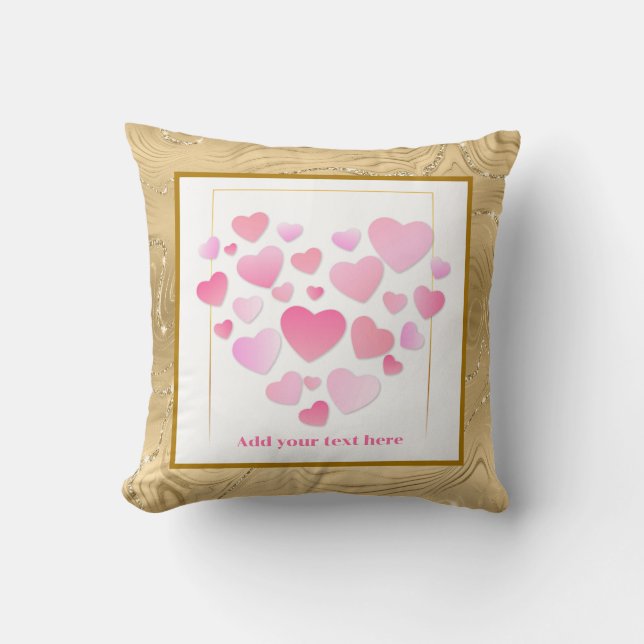 Coussin Joli Style Cœurs Roses Saint-Valentin Romantique (Recto)