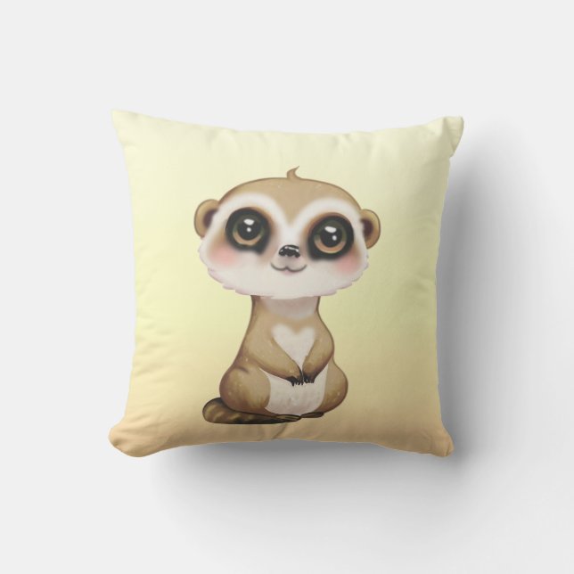 Coussin Joli suricat sur du sable clair beige (Recto)