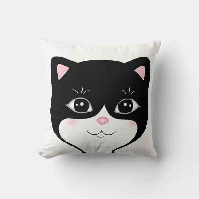 Coussin Joli Tuxedo Chat Face (Recto)