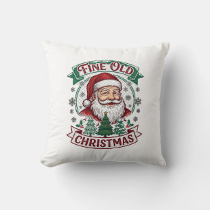 Coussin Joli vieux Noël Père Noël Arbres Flocons de neige