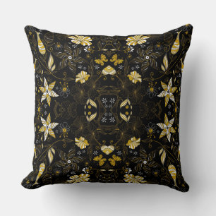 Coussin Joli vintage noir doré arrière - plan