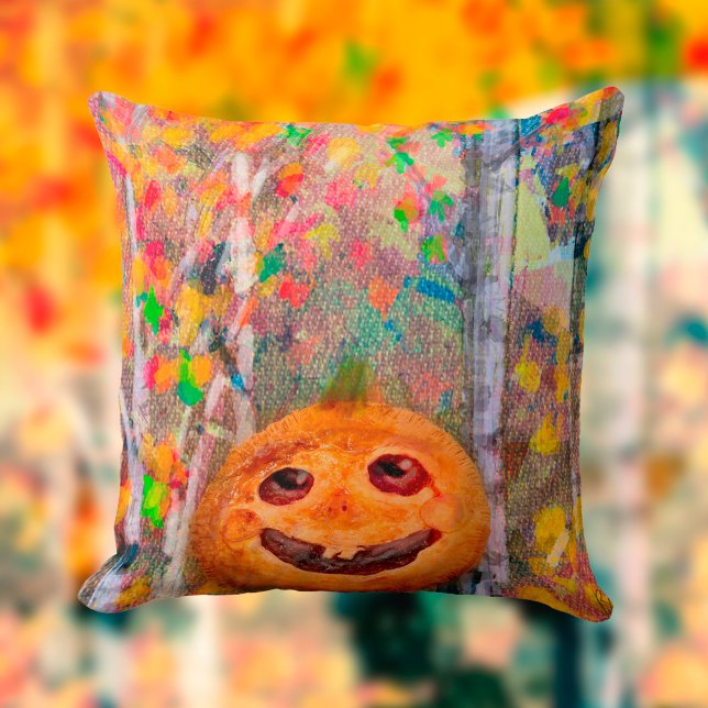 Coussin Joli visage Citrouille d'Halloween (Créateur téléchargé)