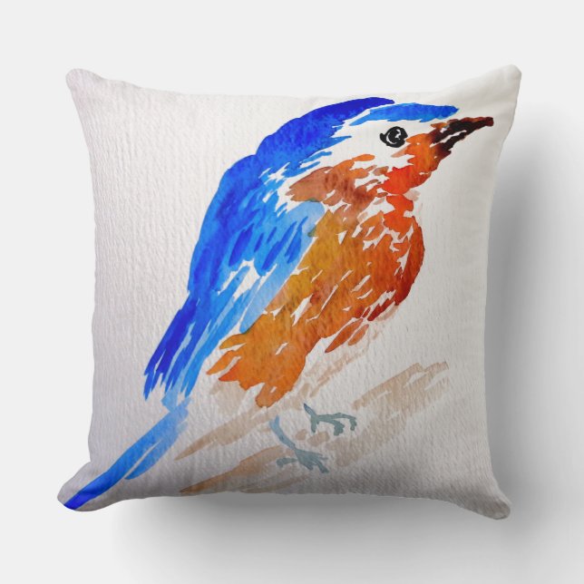 Coussin Jolie aquarelle de printemps de volière d'oiseau (Recto)