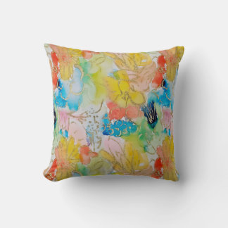Coussin Jolie aquarelle rose, jaune, bleu