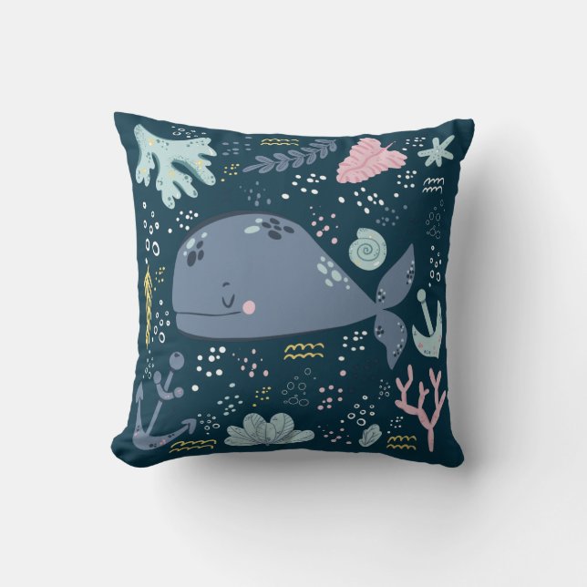 Coussin Jolie baleine couchée Dard sous-marin (Recto)
