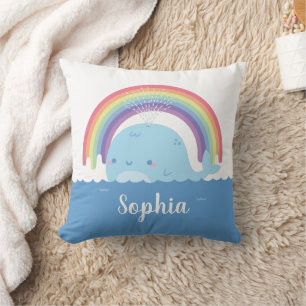 Coussin Jolie baleine et arc-en-ciel, Décor chambre pour e
