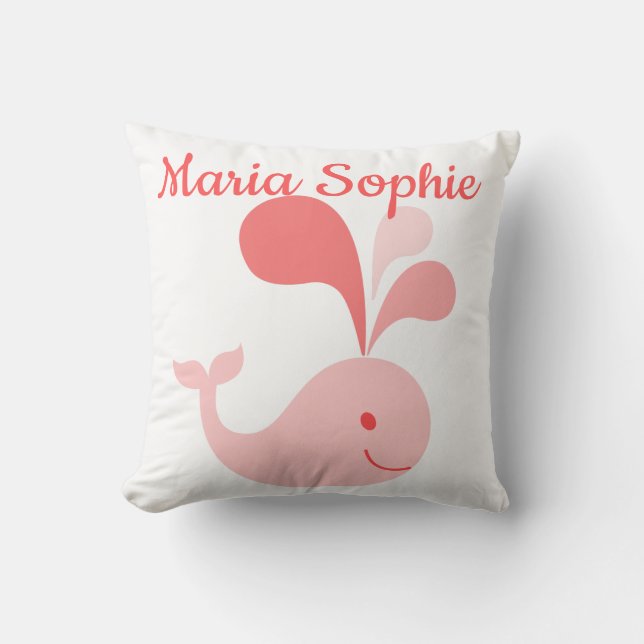 Coussin Jolie baleine rose mignonne (Recto)