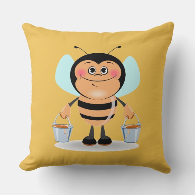 Coussin Jolie bijoux en caricature portant des seaux de mi (Recto)
