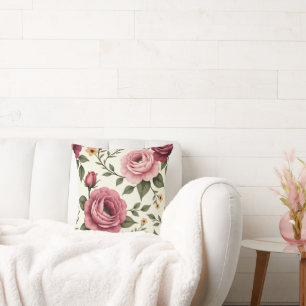 Coussin Jolie Bourgogne et rose
