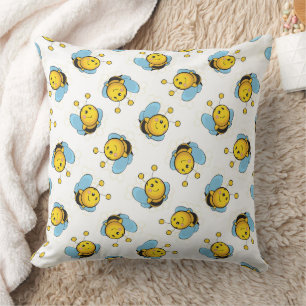 Coussin Jolie bumble motif blanc