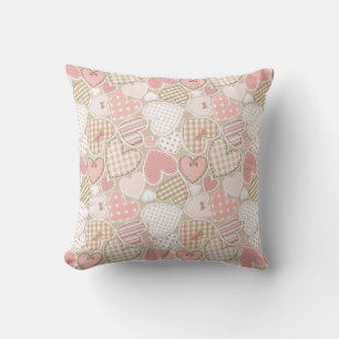 Coussin Jolie courtepointe Motif Coeurs roses Bows