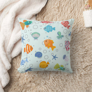 Coussin Jolie couverture de vie marine sous-marine et pois