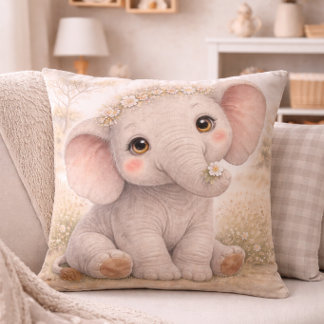 Coussin Jolie éléphant bébé Nursery Neutre