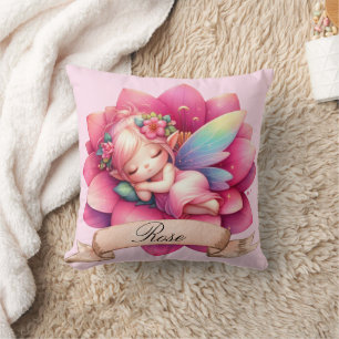 Coussin Jolie fée endormie rêves doux floraux fantaisistes