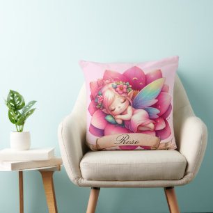 Coussin Jolie Fée Endormie Rêves Suaves Floraux Fantaisist