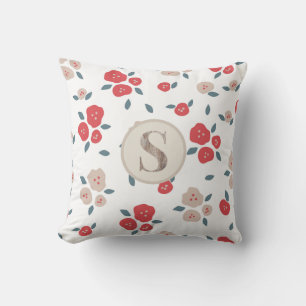 Coussin Jolie ferme rouge Tan Pays Monogra rustique