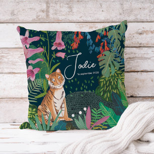 Coussin Jolie Fête de Naissance de Tigre dans la Jungle No