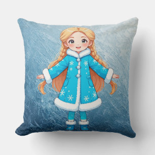 Coussin Jolie Fille des Neiges Souriante