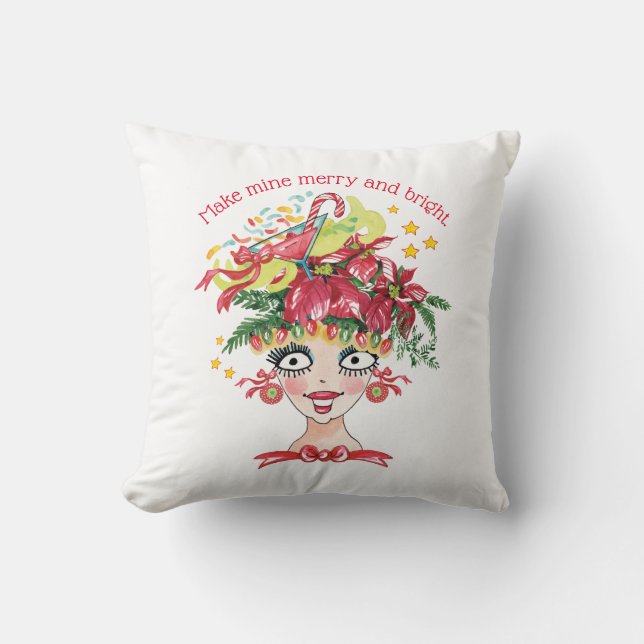Coussin Jolie Fille Fille de Noël Jeu d'oreiller (Recto)