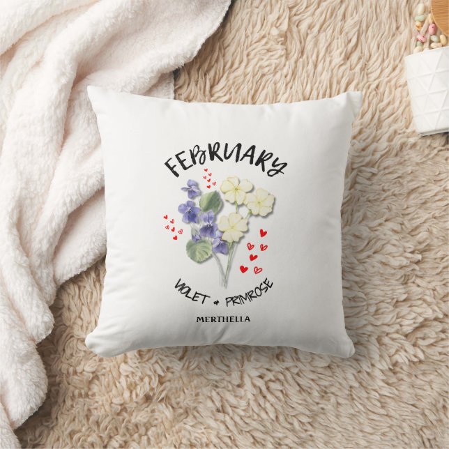 Coussin Jolie Fleur du mois de naissance FÉVRIER Christian (Couverture)