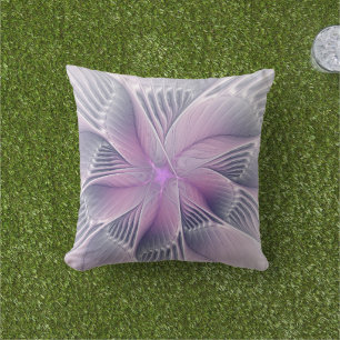 Coussin Jolie fleur rose abstraite moderne art fractal