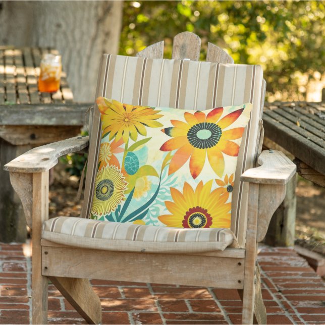 Coussin Jolie folk Art Fleurs Jaunes (Chaise)