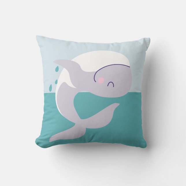 Coussin Jolie graphique simple de baleine sautant pour la  (Recto)