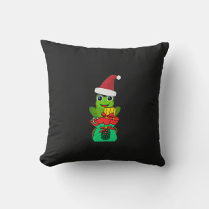 Coussin Jolie grenouille de Noël avec des cadeaux _ Drôle