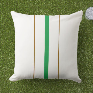 Coussin Jolie Kelly Green Brown Racing Stripes Sur Blanc