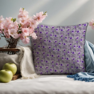 Coussin Jolie lavande motif aquarelle fleur gris clair