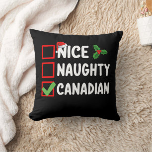 Coussin Jolie liste de Noël canadienne méchante de vacance